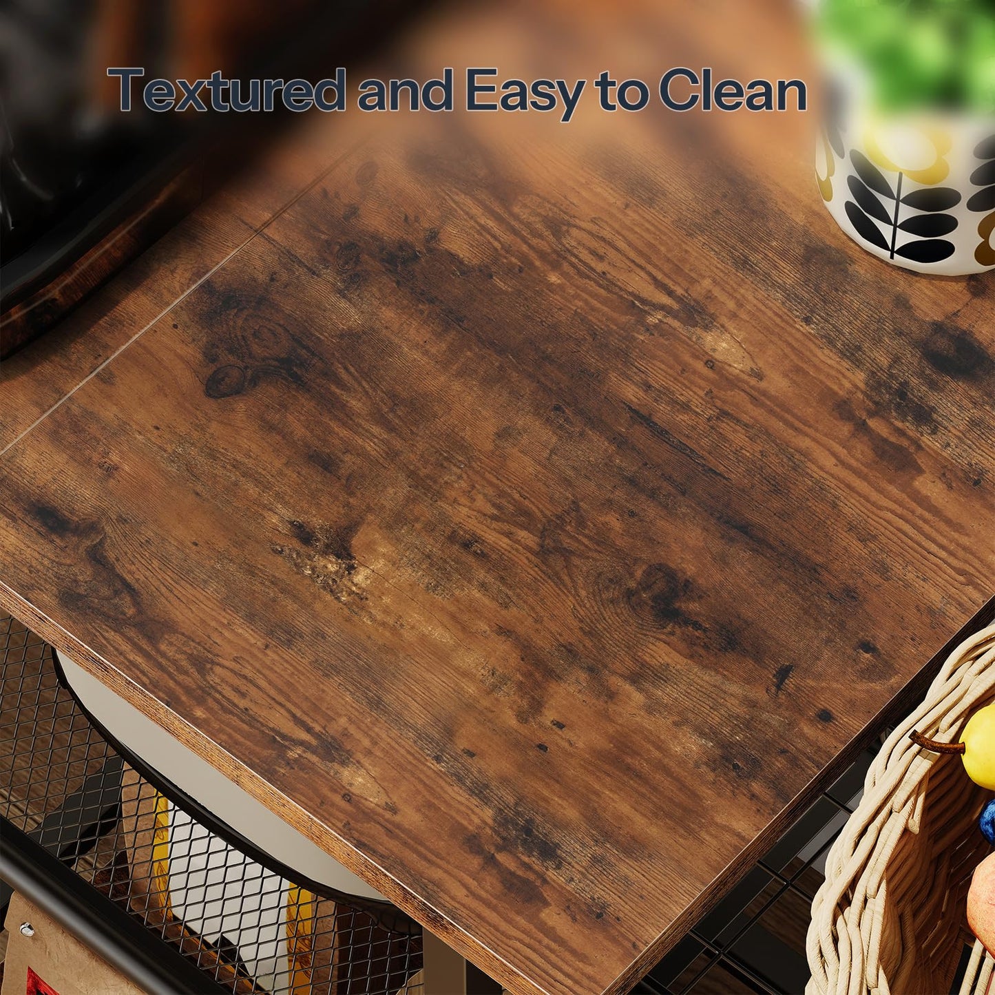 HOOBRO Bakers Rack & Microwave Stand with Power Outlet & Hooks