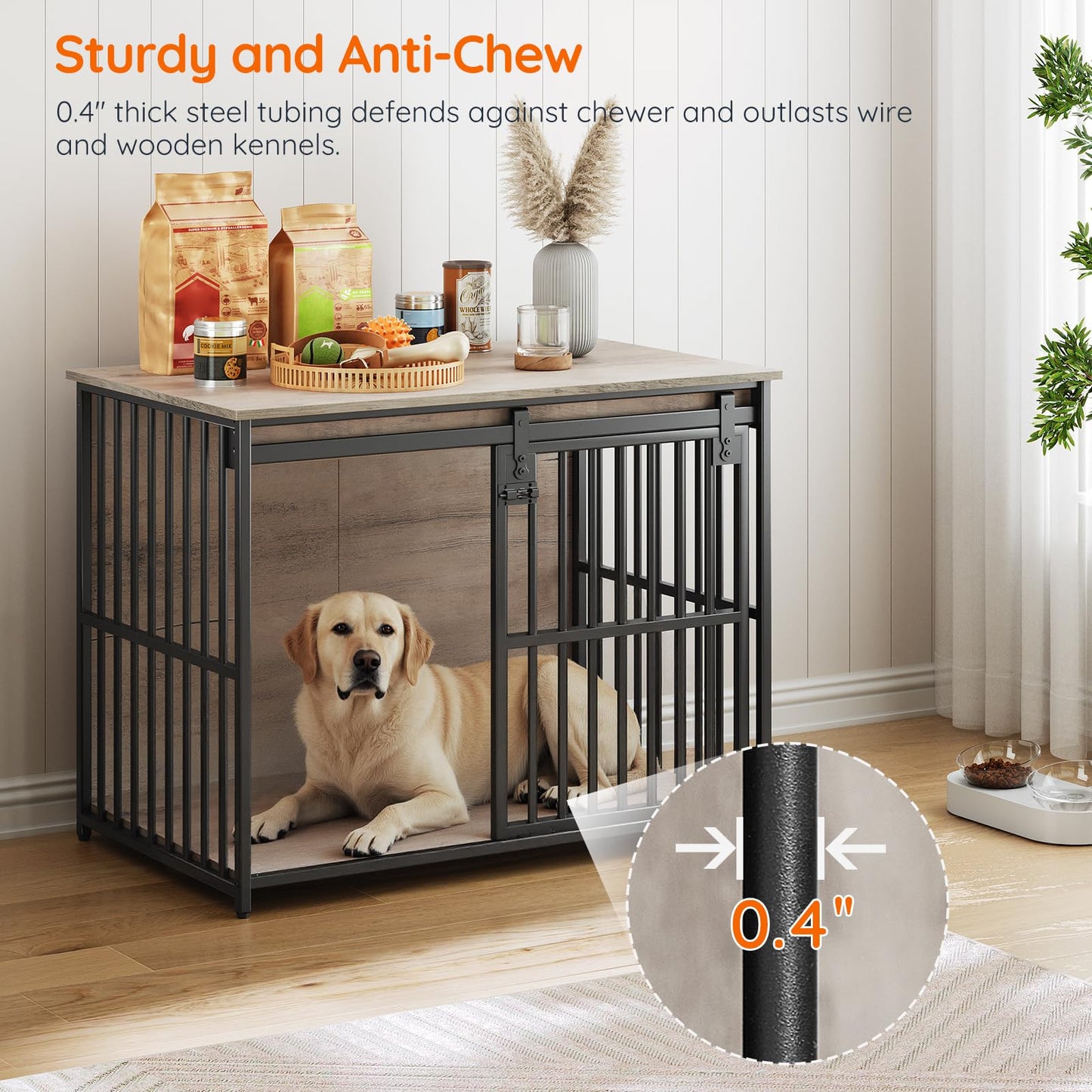 HOOBRO Dog Crate & Dog Kennel with Sliding Barn Door