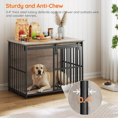 HOOBRO Dog Crate & Dog Kennel with Sliding Barn Door