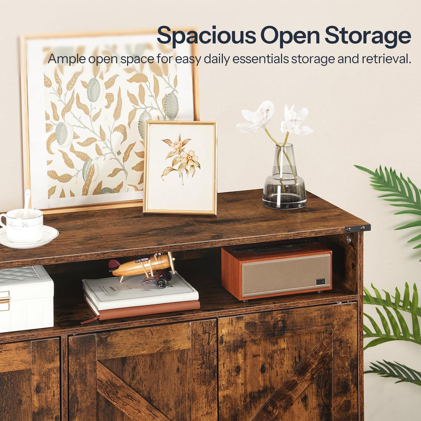 HOOBRO Entryway Wooden Shoe Storage Cabinet with 3 Doors
