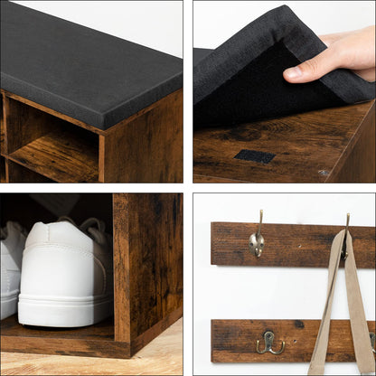 HOOBRO 39.4-inch Padded Shoe Cabinet Bench with Compartments