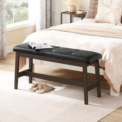 HOOBRO PU Leather Upholstered Bamboo Dining Bench