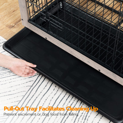 HOOBRO 38.6-inch Wooden Large Dog Crate Furniture with Pull-out Tray