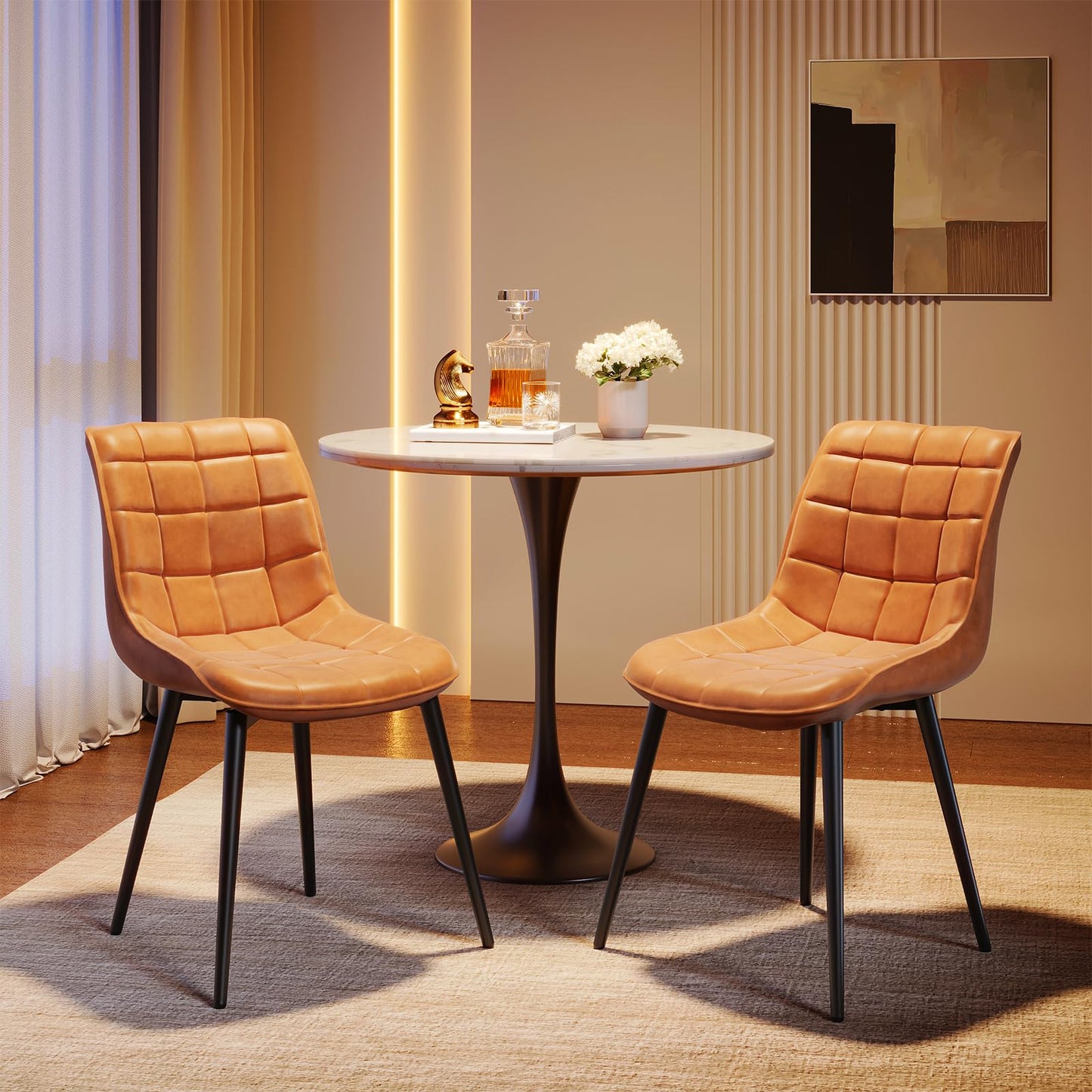 HOOBRO Modern Faux Leather Upholstered Dining Chair /2PICS