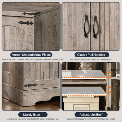HOOBRO Farmhouse End Table & Nightstand with Charging Station for Bedroom