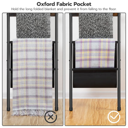 HOOBRO Vintage Brown 5-Tier Wall-Mounted Towel Rack with 4 Hooks & Magazine Bag