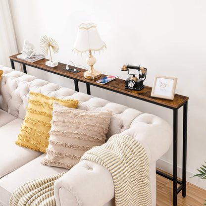 HOOBRO 70.9-inch Narrow Console Table with Charging Station