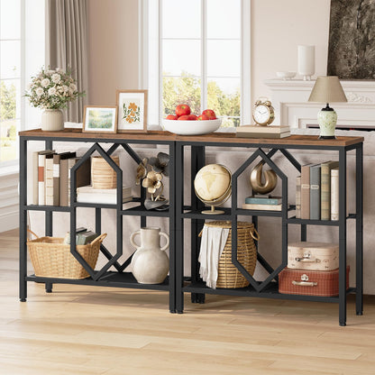 HOOBRO Console Table, Narrow Entryway Table, Behind Couch Table, Rustic
