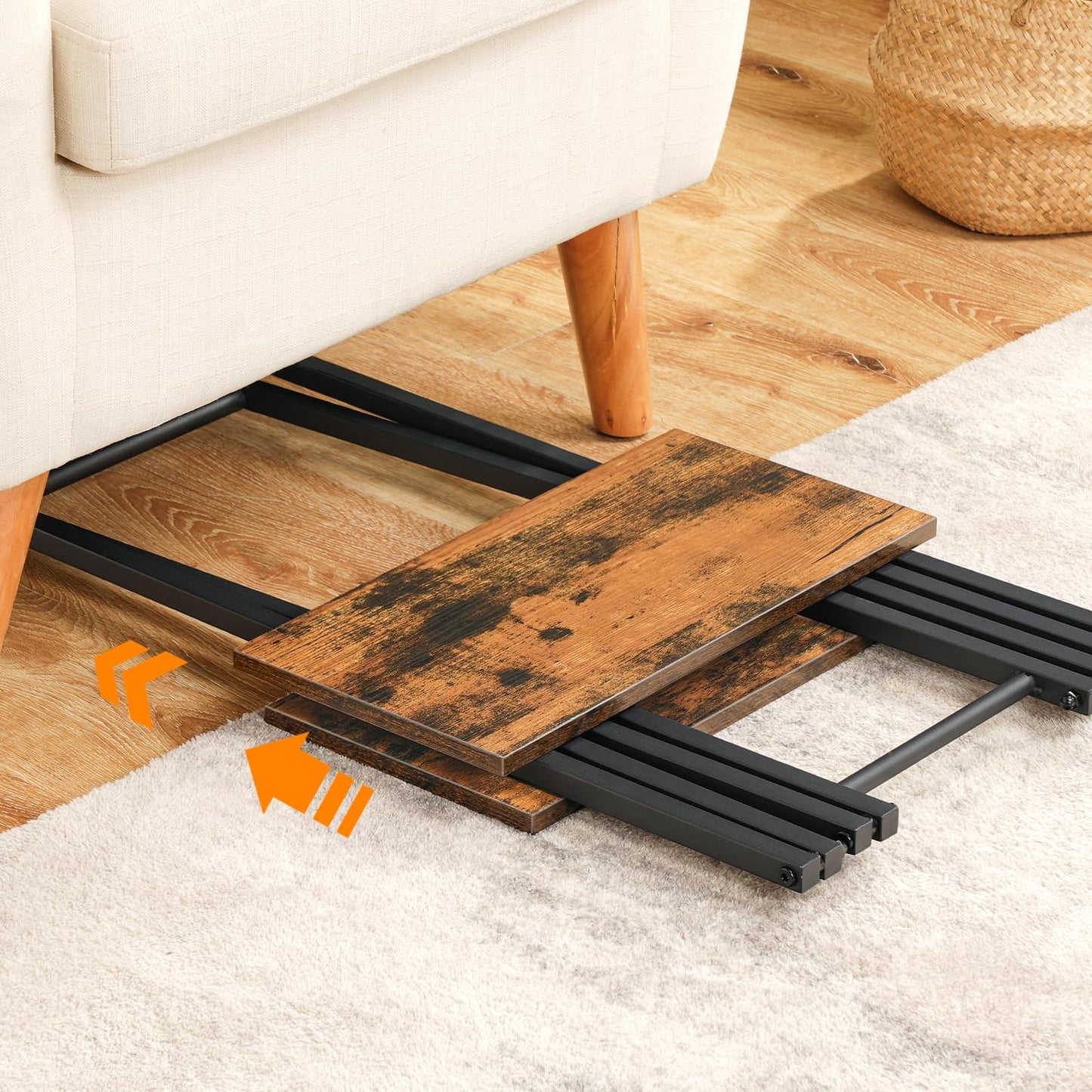 HOOBRO Vintage Brown Wood Folding TV Tray Table