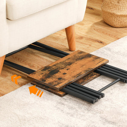 HOOBRO Vintage Brown Wood Folding TV Tray Table