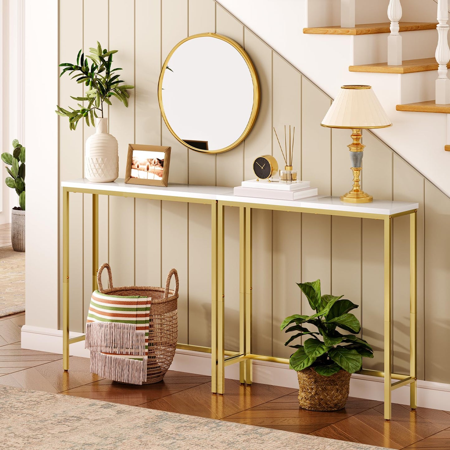HOOBRO 29.5-inch Gold Small Entryway Table