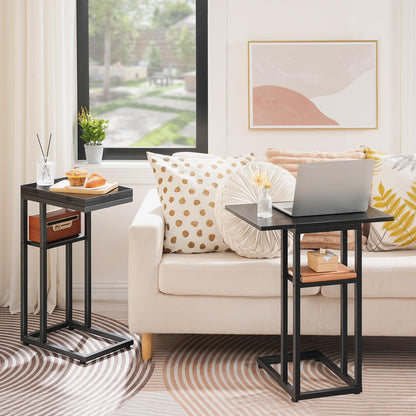 HOOBRO Metal Foldable Luggage Stand with C-Shaped Side Table