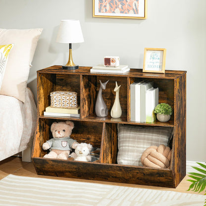 HOOBRO Retro Brown 35.4-inch Children's Bookcases & Standing Shelves