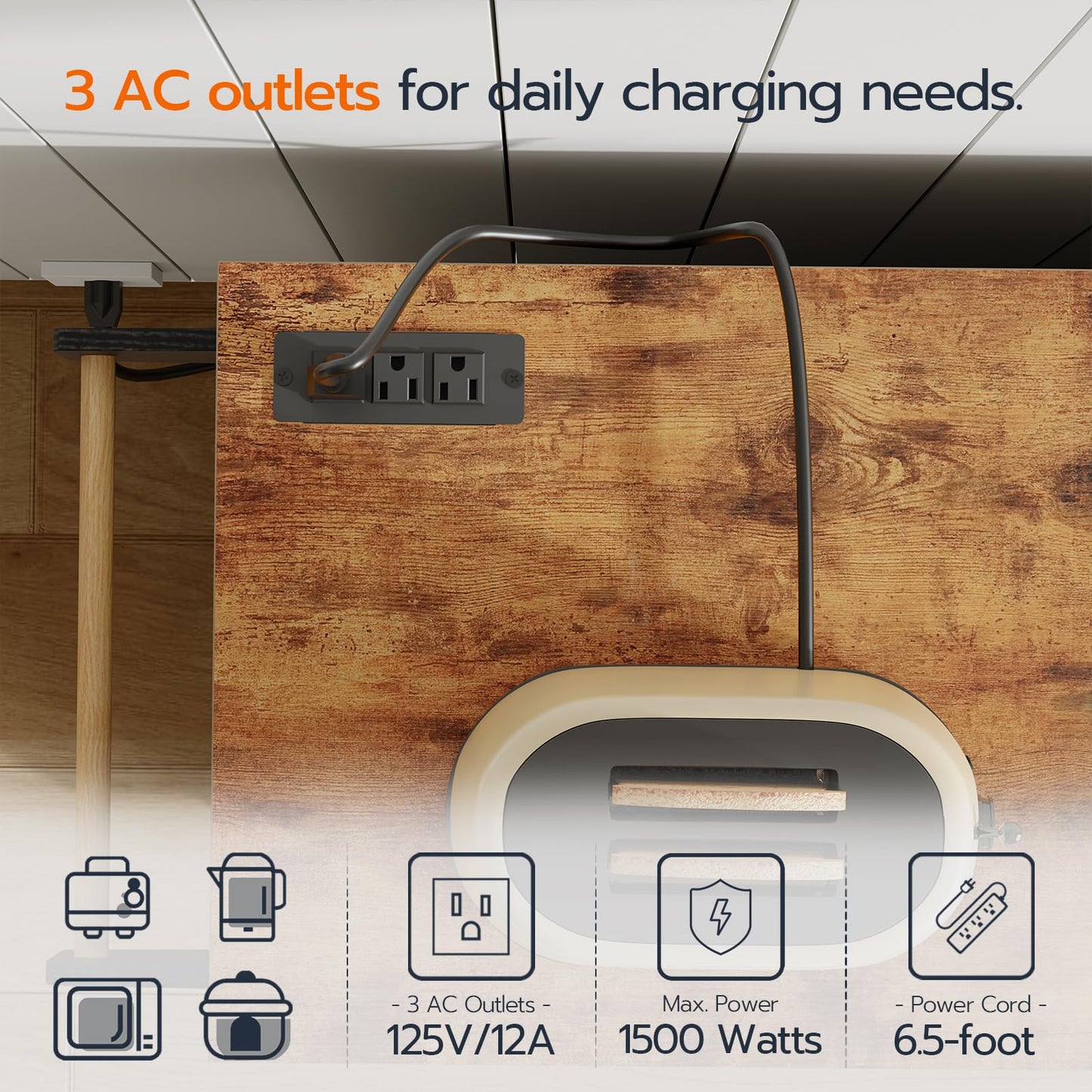 HOOBRO Rolling Kitchen Island with Power Outlet