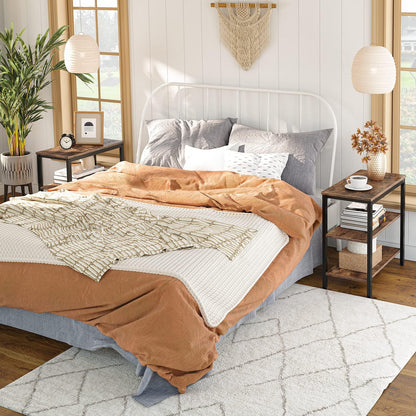 HOOBRO Retro Brown Industrial Style Three-Tier Shelf Side Table