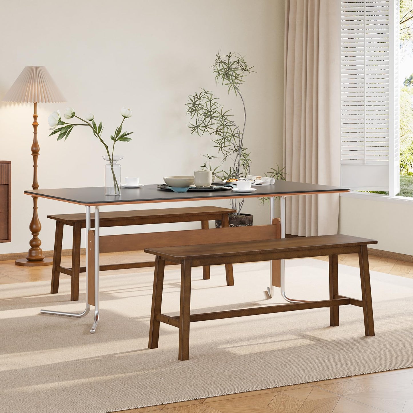 HOOBRO Mocha Color 39.3-inch Farmhouse Style Bamboo Dining Chair