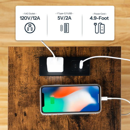 HOOBRO Side Tables with Charging Station / 2 PICS