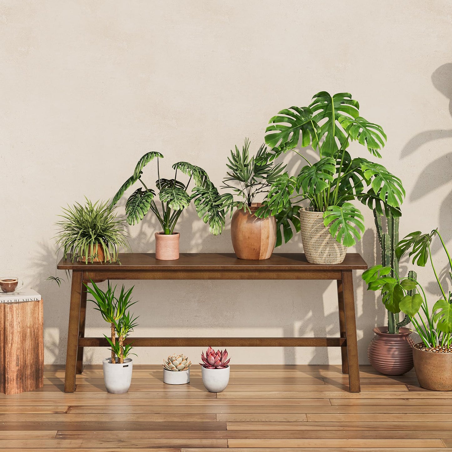 HOOBRO Mocha Color 39.3-inch Farmhouse Style Bamboo Dining Chair