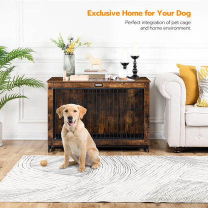 HOOBRO 38.6-inch Indoor Wooden Dog Crate Furniture with Double Doors