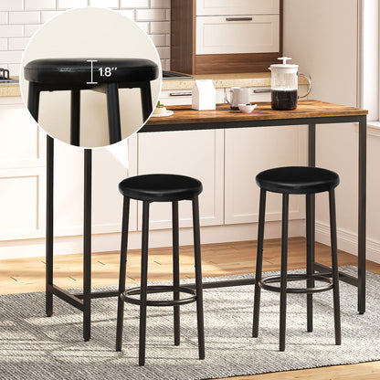 HOOBRO Black 25.6-inch PU Upholstered Bar Stool with Footrest /2PICS