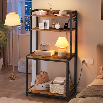 HOOBRO 4-Tier Storage Shelf Printer Stand with Charging Station