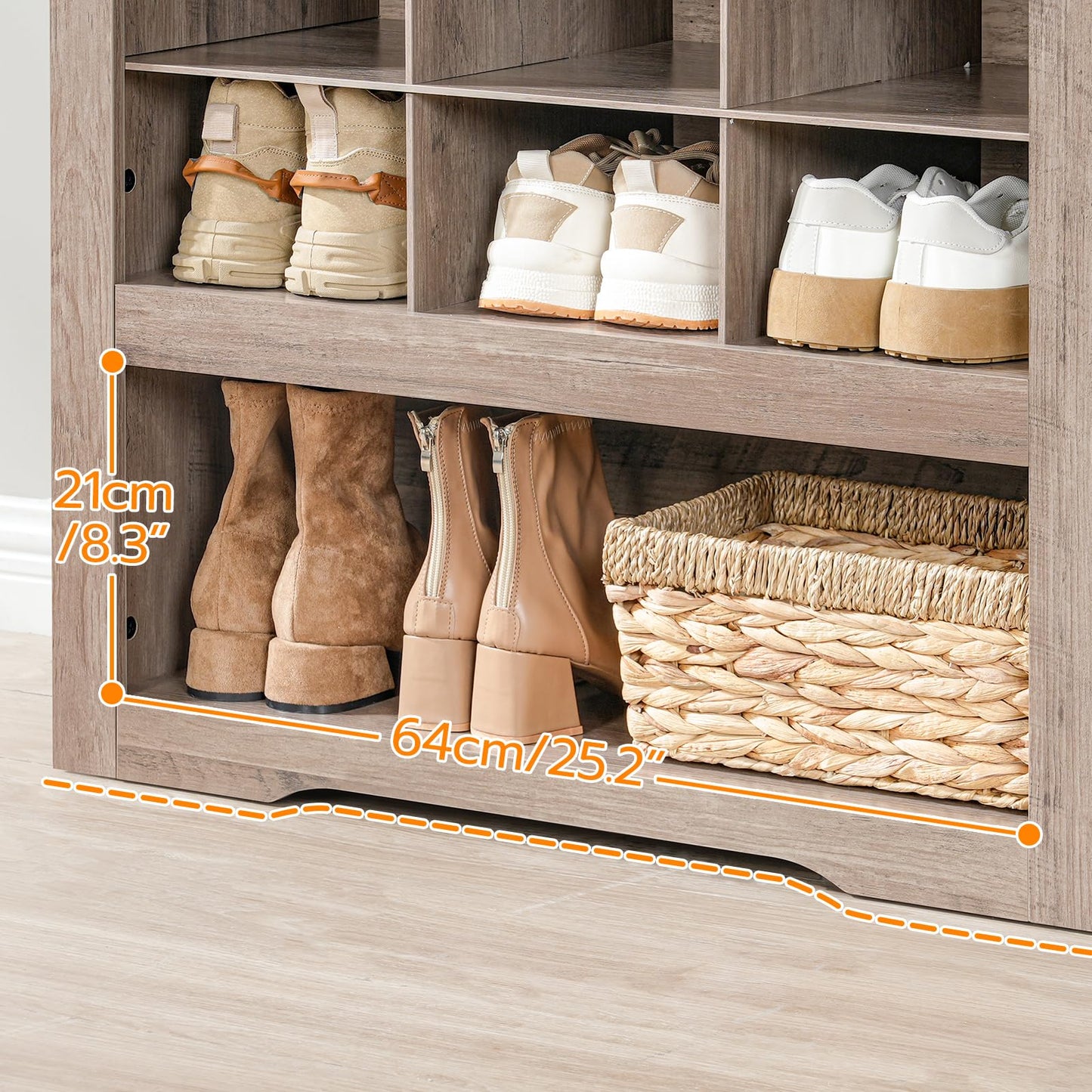 HOOBRO 9-Tier Shoe Storage Cabinet with 24 Compartments & 3 Hooks