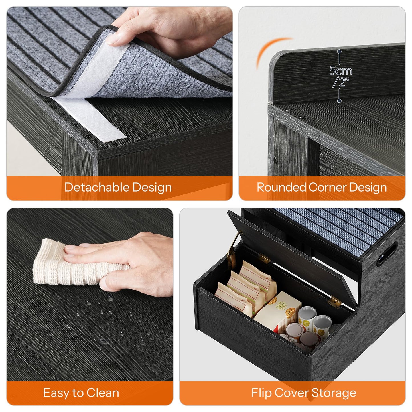 HOOBRO Pet Bunk Bed with Removable Ladder & Storage Compartments & 4 Non-Slip Mats