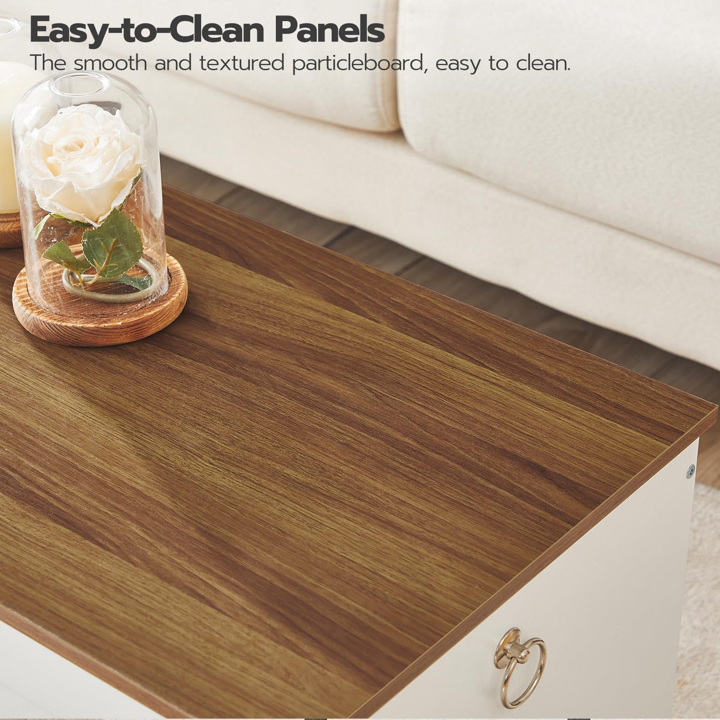 HOOBRO White 39.3-inch Multi-functional Vintage Wooden Storage