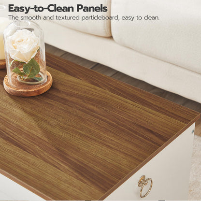 HOOBRO White 39.3-inch Multi-functional Vintage Wooden Storage