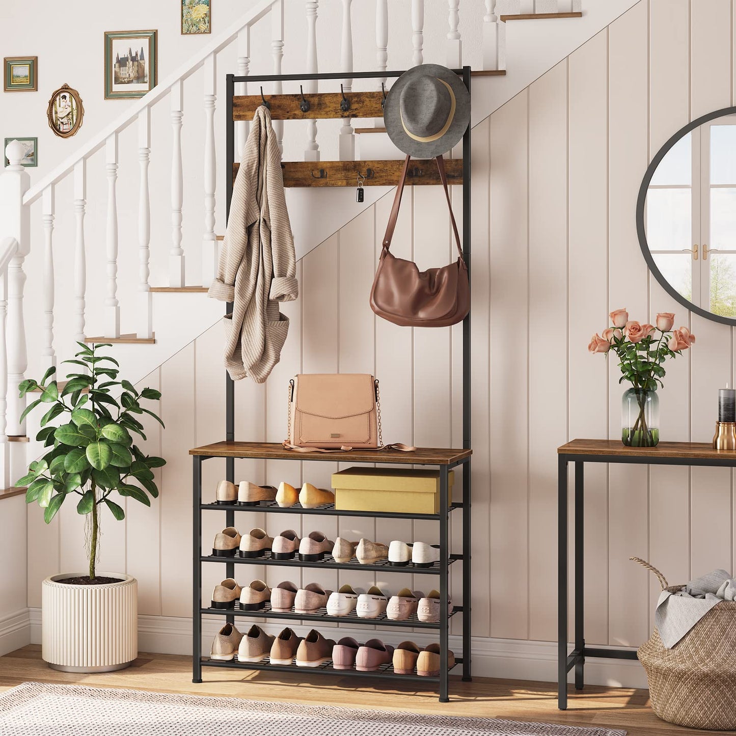 HOOBRO Hall Tree & Coat Rack & Shoe Storage Organizer with Bench