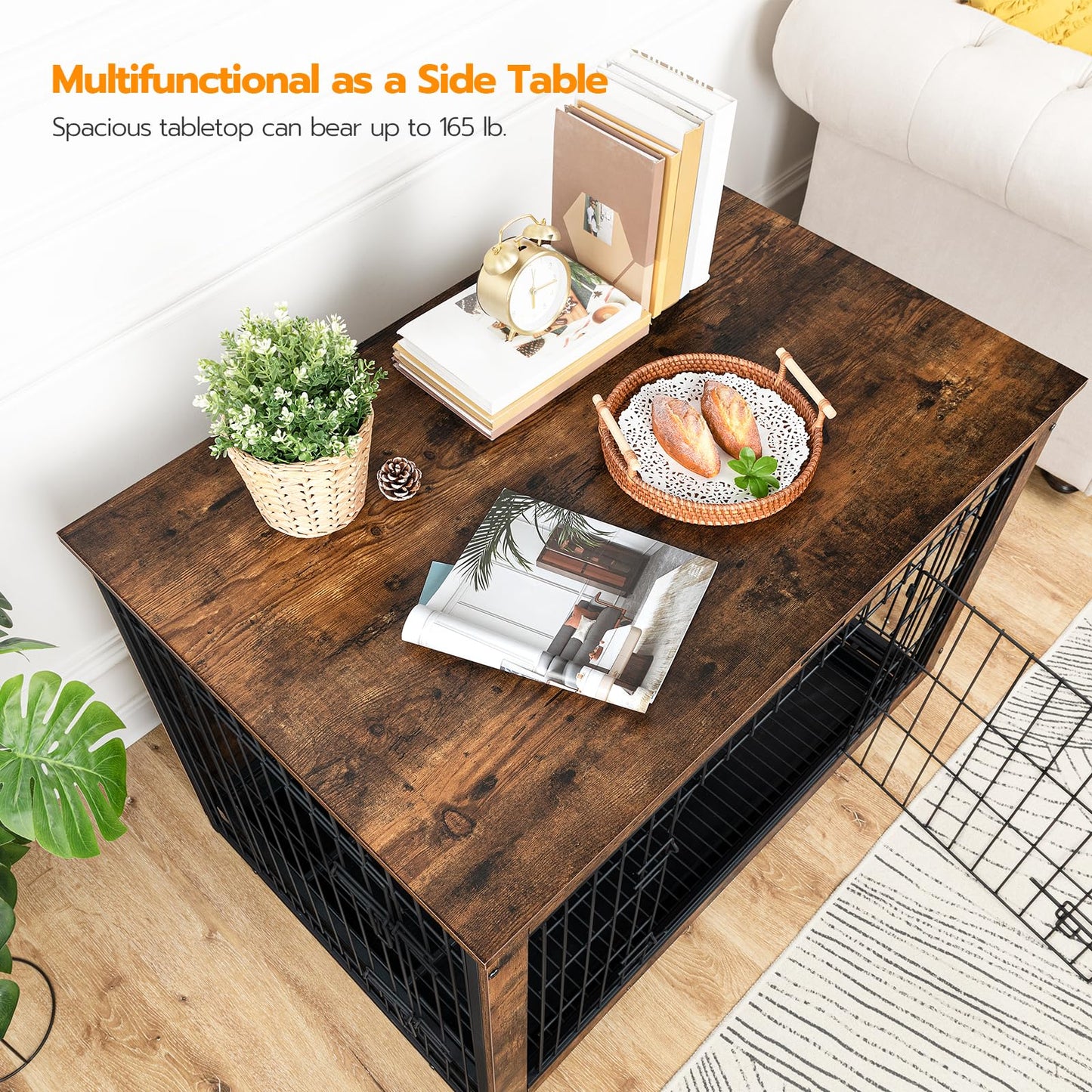 HOOBRO 38.6-inch Indoor Wooden Dog Crate Furniture with Double Doors