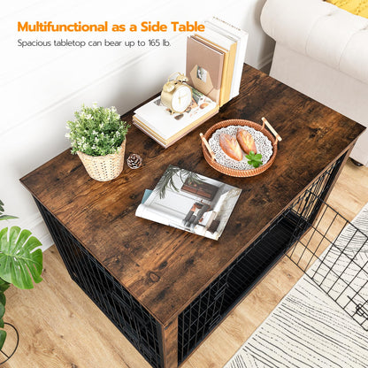 HOOBRO 38.6-inch Indoor Wooden Dog Crate Furniture with Double Doors