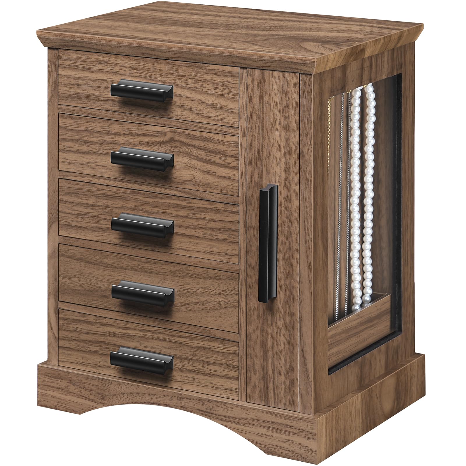 HOOBRO Vertical Wooden Jewelry Organizer Box