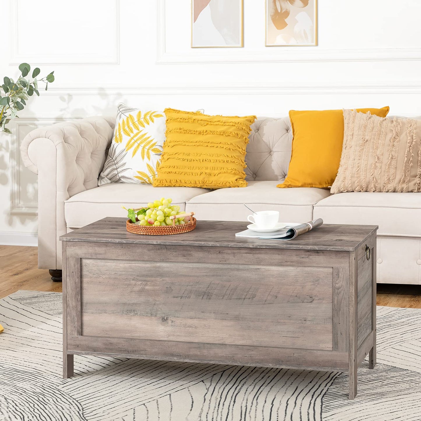 HOOBRO Greige Retro Wood Grain Locker with Safety Hinges