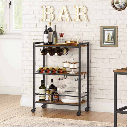 HOOBRO 3-Tier Movable Coffee & Bar Cart with Wheels