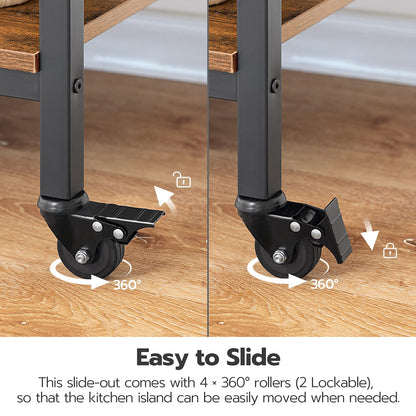 HOOBRO 3-Tier Kitchen Island with Storage