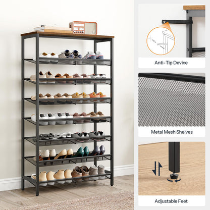 HOOBRO Retro Brown 29.5-inch 8-Layer Large Capacity Shoe Racks