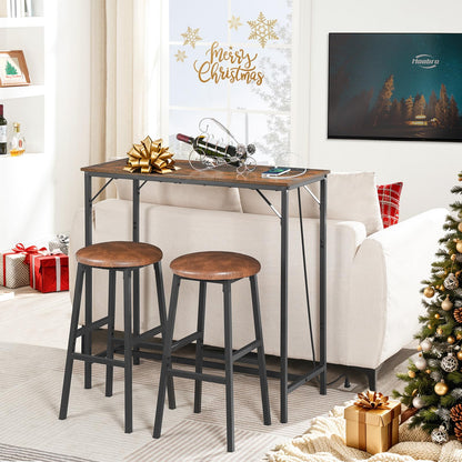 HOOBRO Brown Rectangular Pub Table with Charging Station