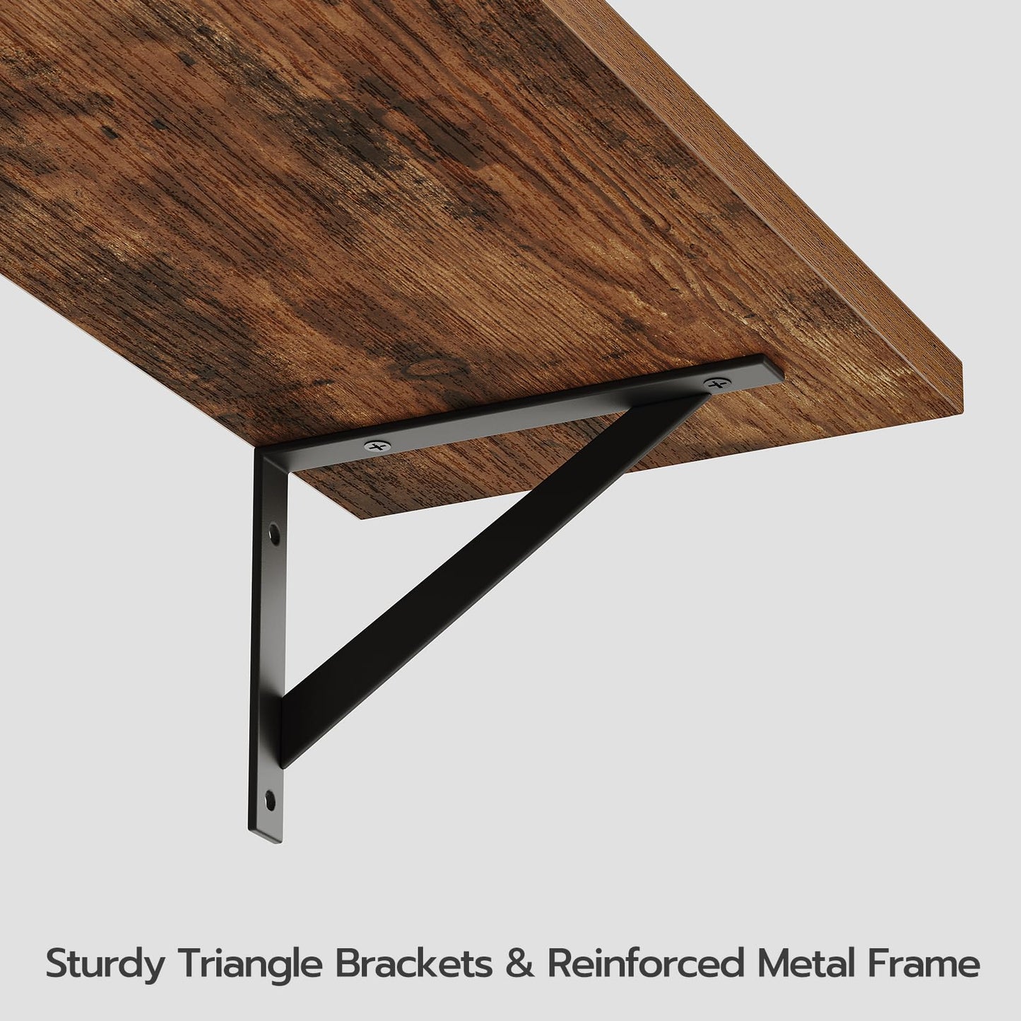 HOOBRO 30-inch Retro Brown Metal Frame Wall-Mounted Shelf /2PICS