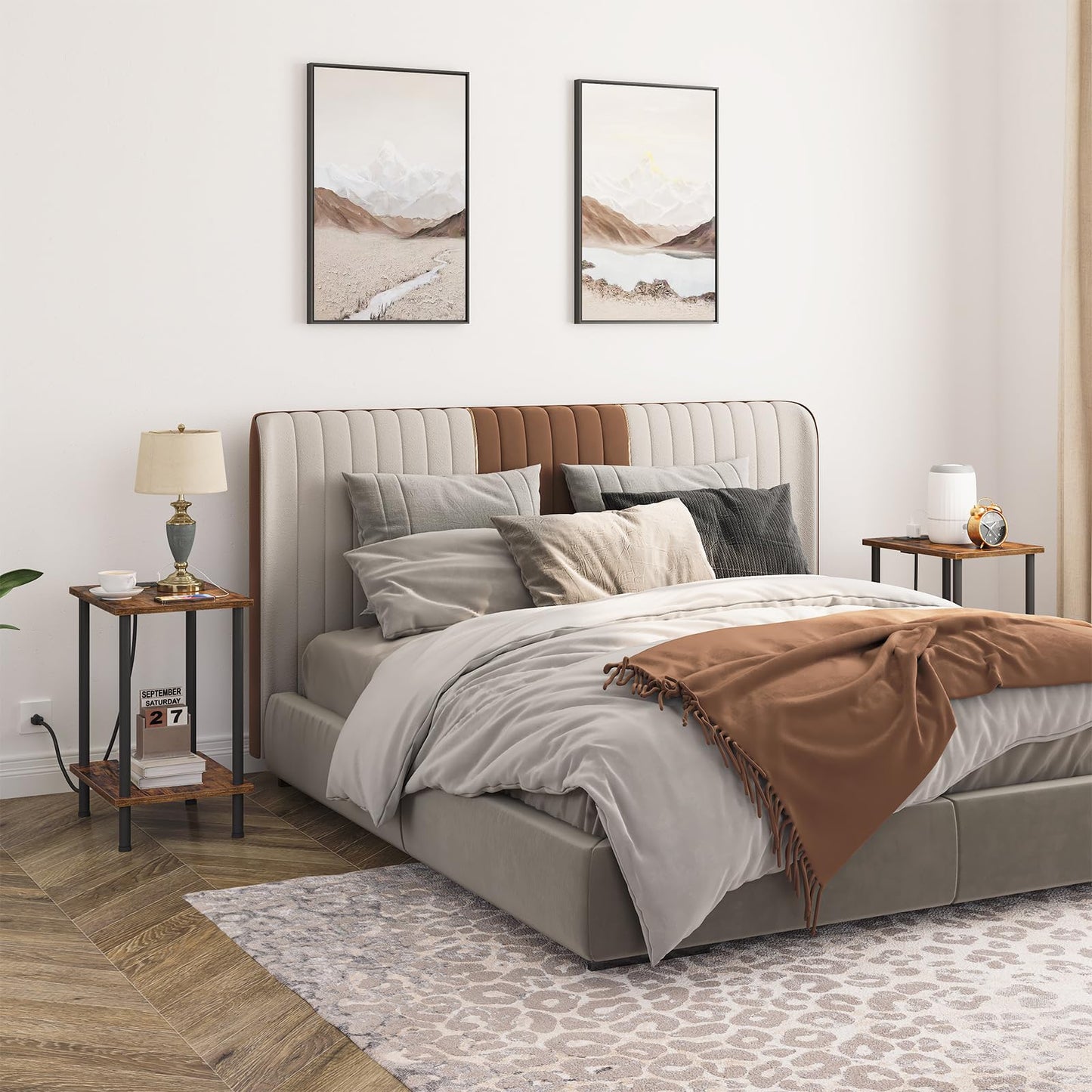 HOOBRO Side Tables with Charging Station / 2 PICS