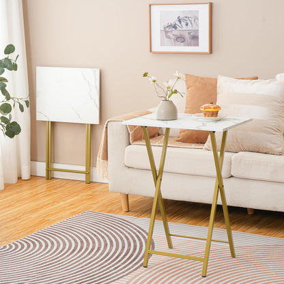 HOOBRO Marble Folding Portable TV Tray Table