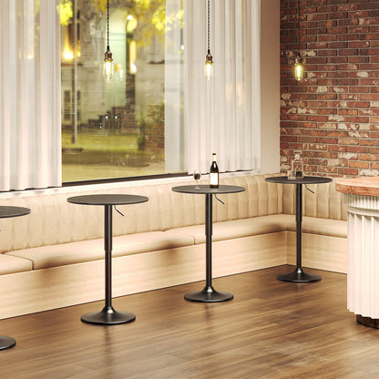 HOOBRO Black Modern Style 27-35.4 inch Height Adjustable Round Bar Table with Sturdy Base