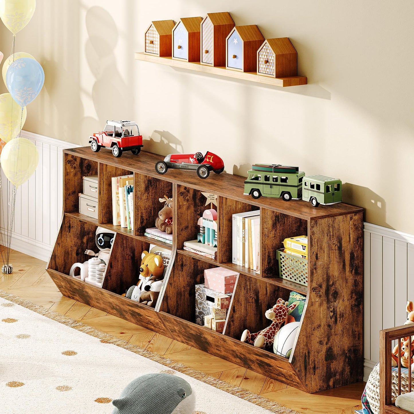 HOOBRO Retro Brown 35.4-inch Children's Bookcases & Standing Shelves