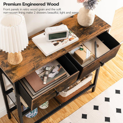 HOOBRO Narrow Console Table with Drawers for Entryway