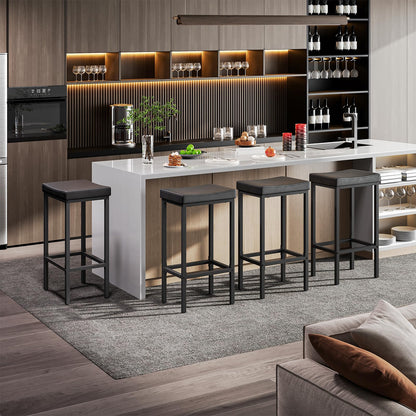 HOOBRO Retro Black Kitchen Bar Stool with Footrest / 2 PICS