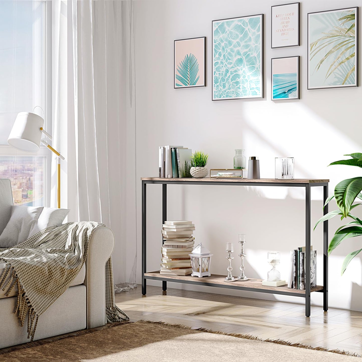 HOOBRO Narrow Console Table with Shelf for Entryway