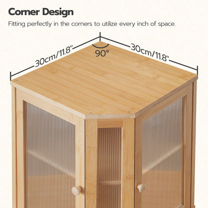 HOOBRO Large Capacity Bamboo Kitchen Countertop Corner Bread Box with Double-Layer Corrugated Acrylic Door