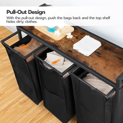 HOOBRO 3 x 11.5 Gallon (43.5 Liters) Wheeled Laundry Basket with Removable Oxford Cloth Laundry Bag