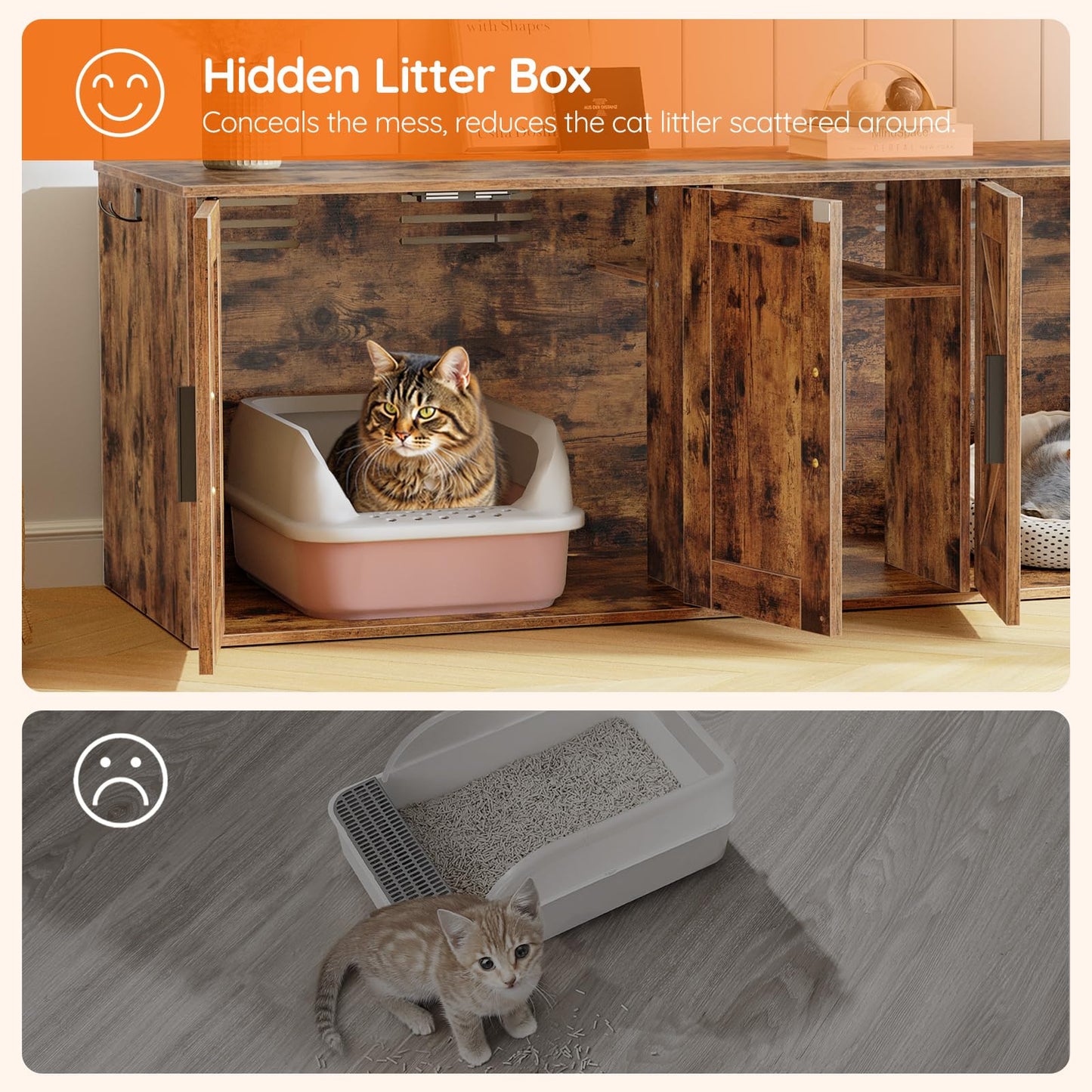 HOOBRO Hidden Double Litter Box Enclosure