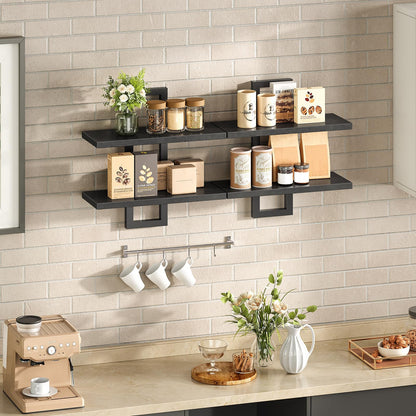 HOOBRO Black 15-inch Double-Layer Wall-Mounted Shelf /2PICS